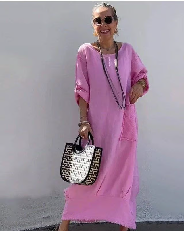 🎁Last Day Promotion 49% OFF🔥Cotton Linen Casual Solid Color Pocketed Round Neck Long Jumpsuit